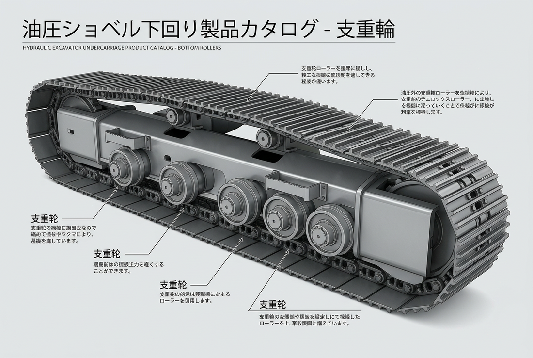 建設機械の下部走行体（アンダーキャリッジ）とは｜4つの主要部品と役割